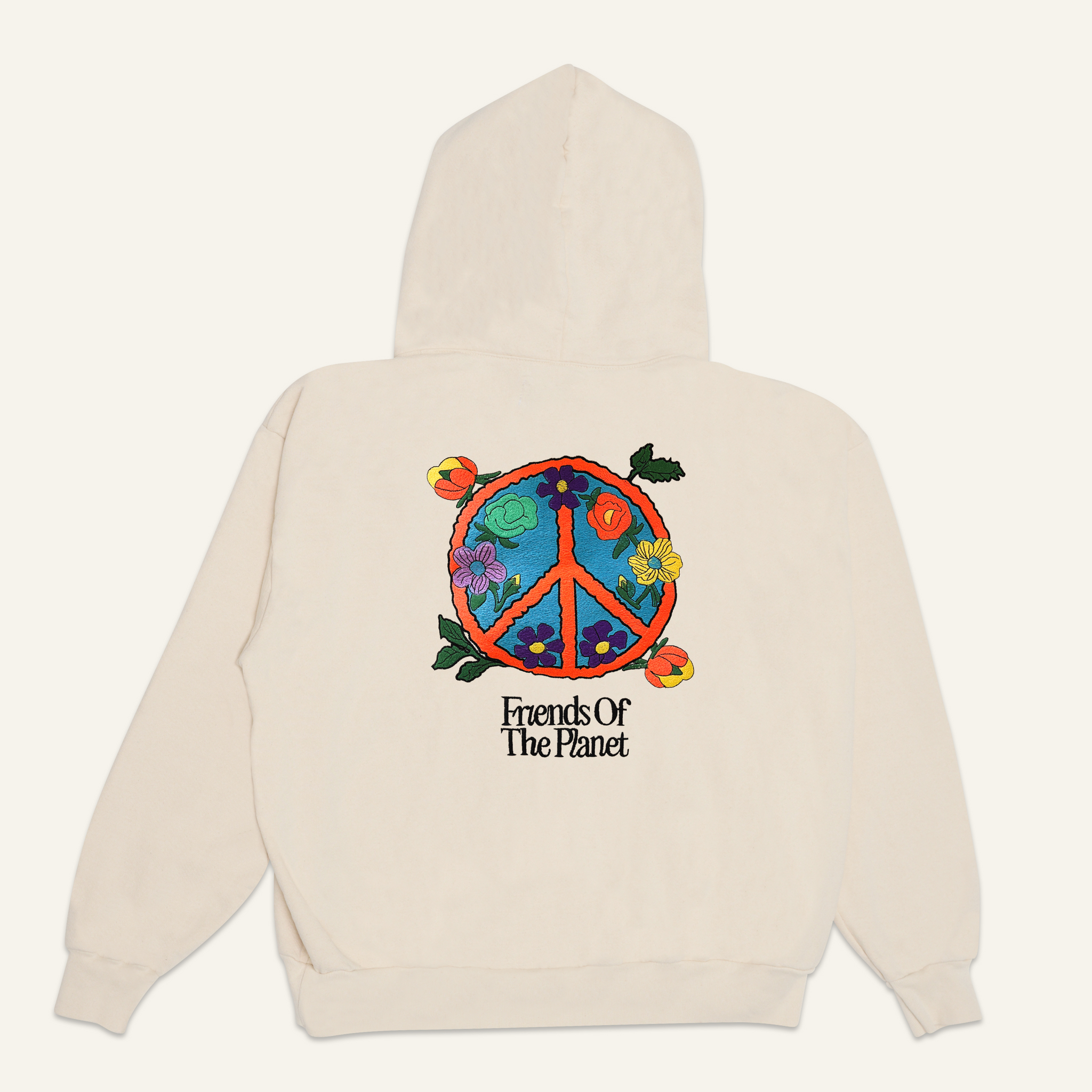 EDITION OF 15: Flower Power Hoodie ☮️ Embroidered Waste Cotton 🌸 Natural