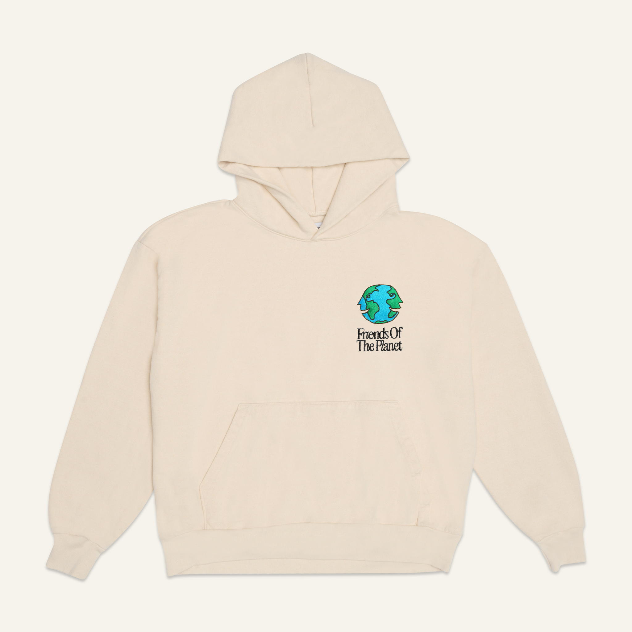 Friends Hoodie ☮️ Embroidered Waste Cotton ☮️ Natural