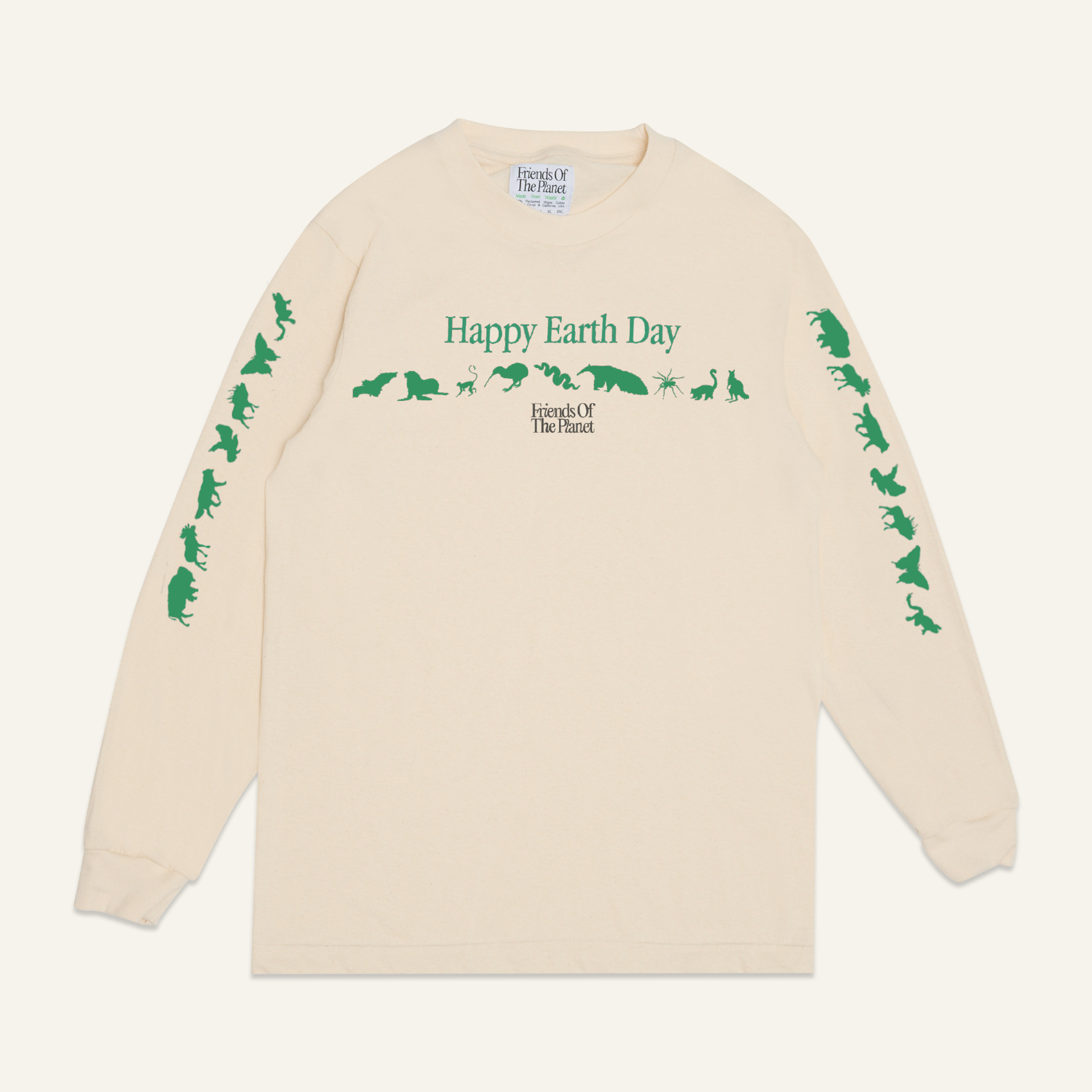 Earth Day 2023 Long Sleeve 🌎 Waste Cotton 🌎 Natural