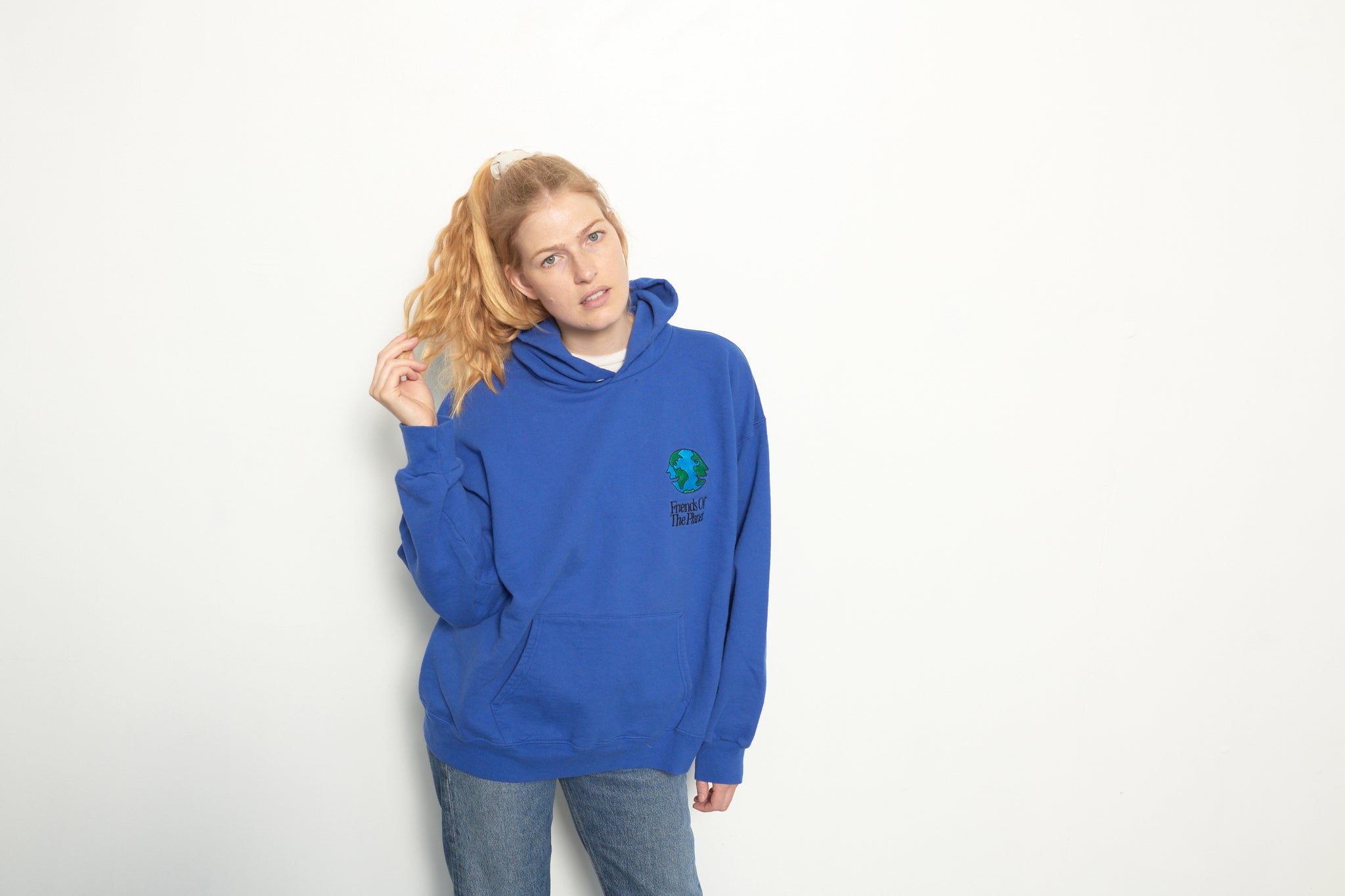 Upcycled Hoodie in Ocean Blue ☯ Size M/L