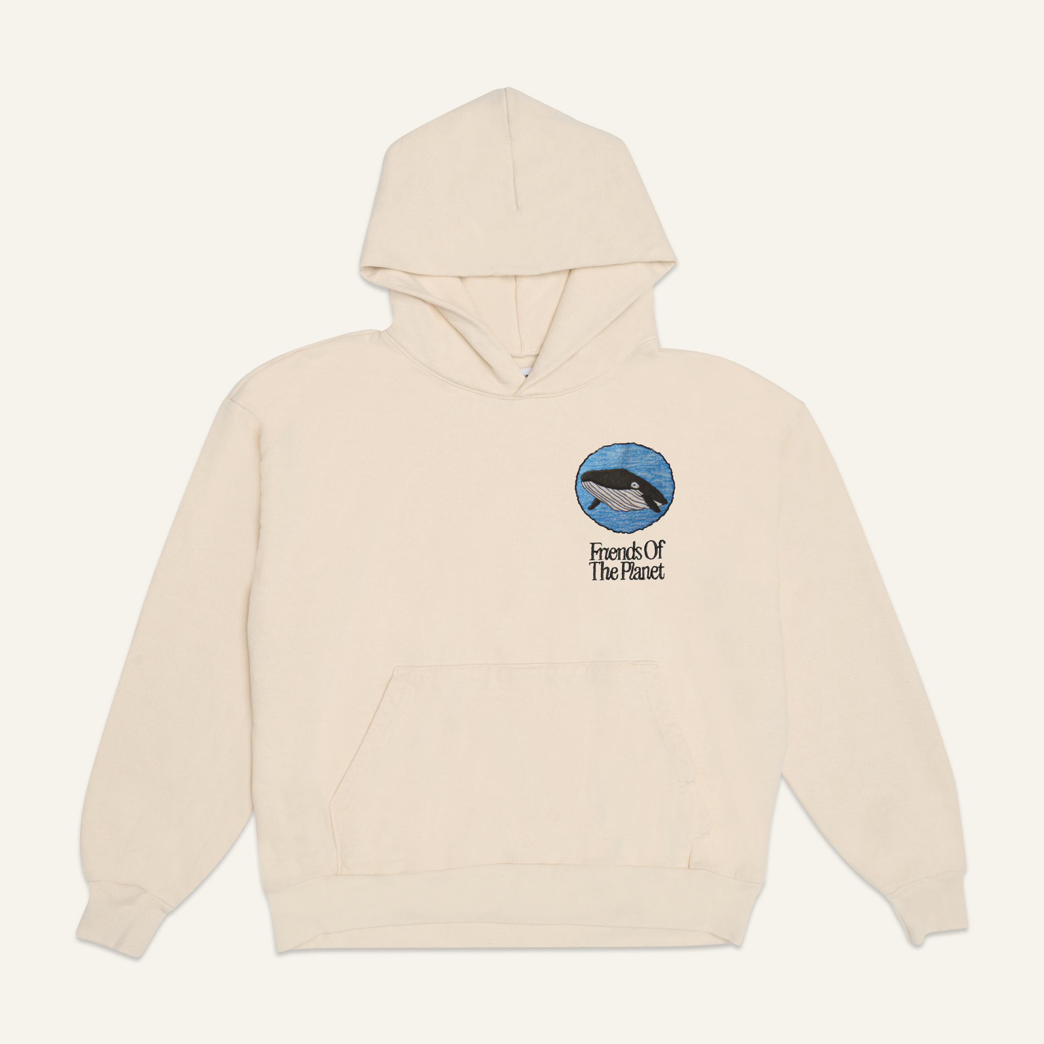 Humpback Hoodie 🐋 Embroidered Waste Cotton 🐋 Natural